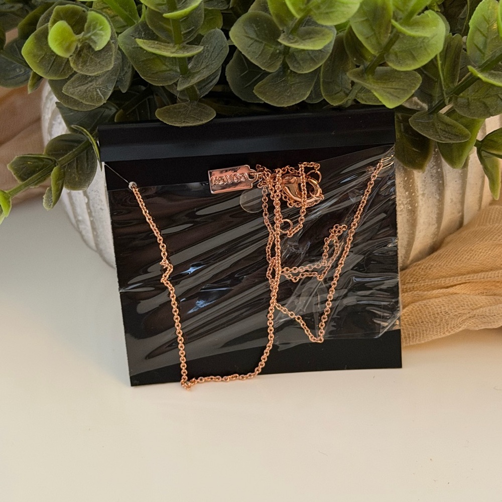 Coach Rose Gold Pave Signature Bar Necklace - Picture 2 of 2